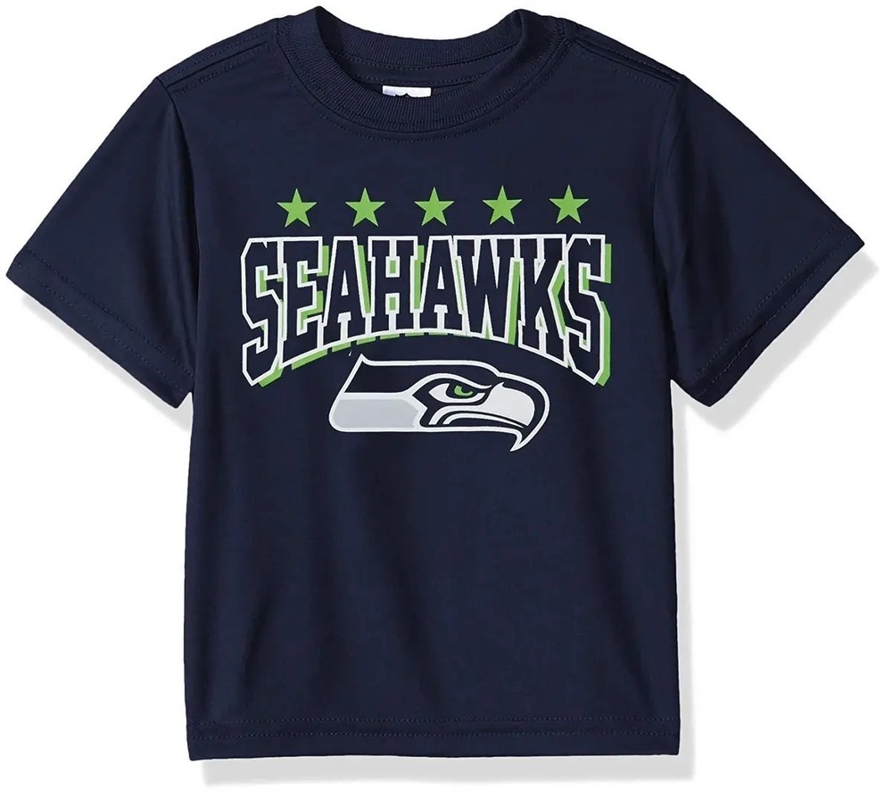 NFL Seattle Seahawks TShirt Logo On Blue Short Sleeve Size